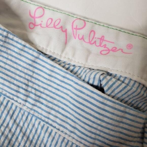 Lilly Pulitzer Buttercup Scallop Hem Striped Shorts Size 000 Blue & White Cotton - Picture 8 of 8